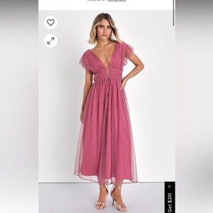Lulus Ruffled Mauve Midi Dress